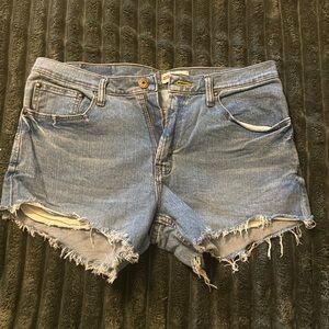 Wrangler denim men’s jeans cut into women’s shorts